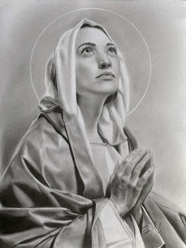 Mother Mary and Infant Jesus 🙏 | Mother mary, Pencil shading, Pencil  portrait